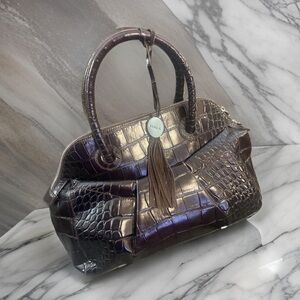 Gorgeous Authentic Vintage Brown FURLA Croc Bag/ purse, Inside immaculat…